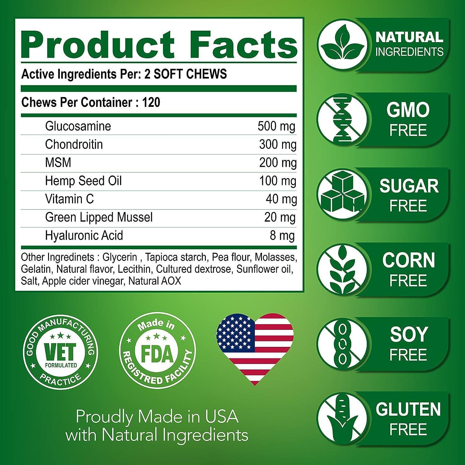 Glucosamine for Dogs 2 Pack Hip and Joint Supplement with Chondroitin 240 Chews - Image 6