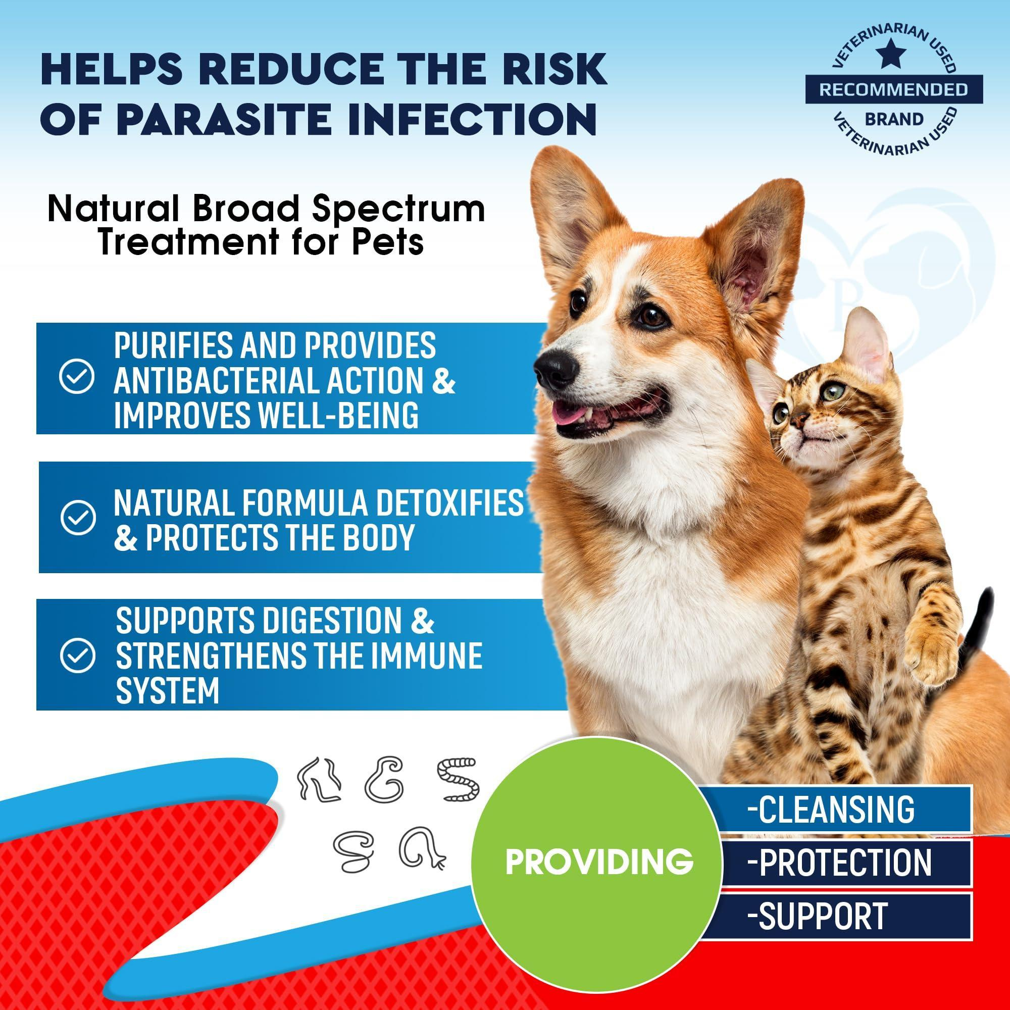 Cats and Dogs Liquid Herbal Medicine and Natural Broad Spectrum Treatment for Tapeworm Whipworm Roundworm and Hookworm Prevention Medication Supplement Drops for Kitten and Puppies - Image 2