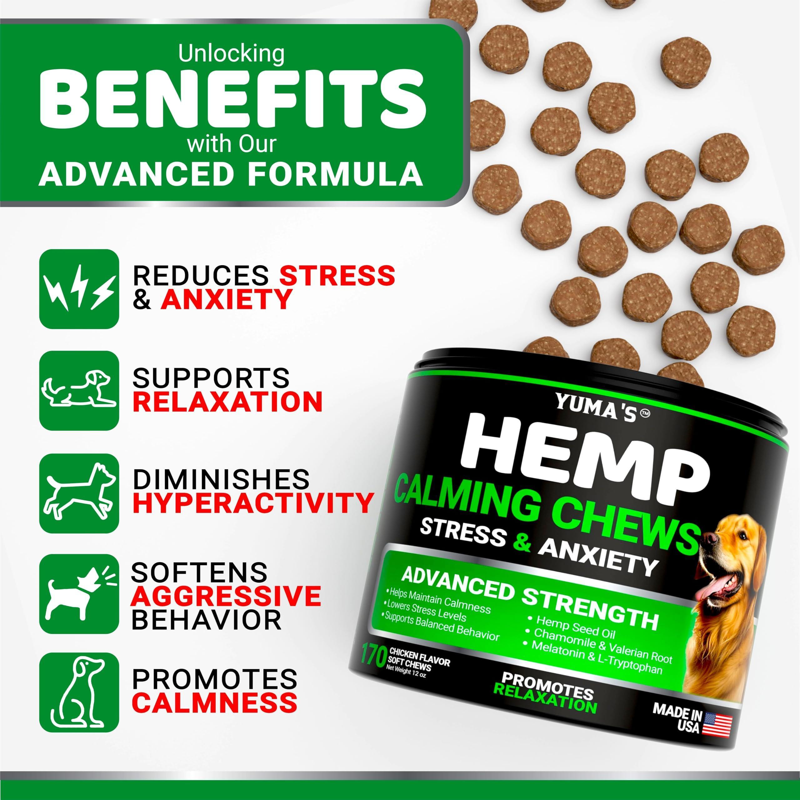Hemp Calming Chews for Dogs Advanced Dog Calming Treats 170 Chews Anxiety Relief Separation Aid Barking Stress Relief Thunderstorms Melatonin Hemp Oil - Image 2