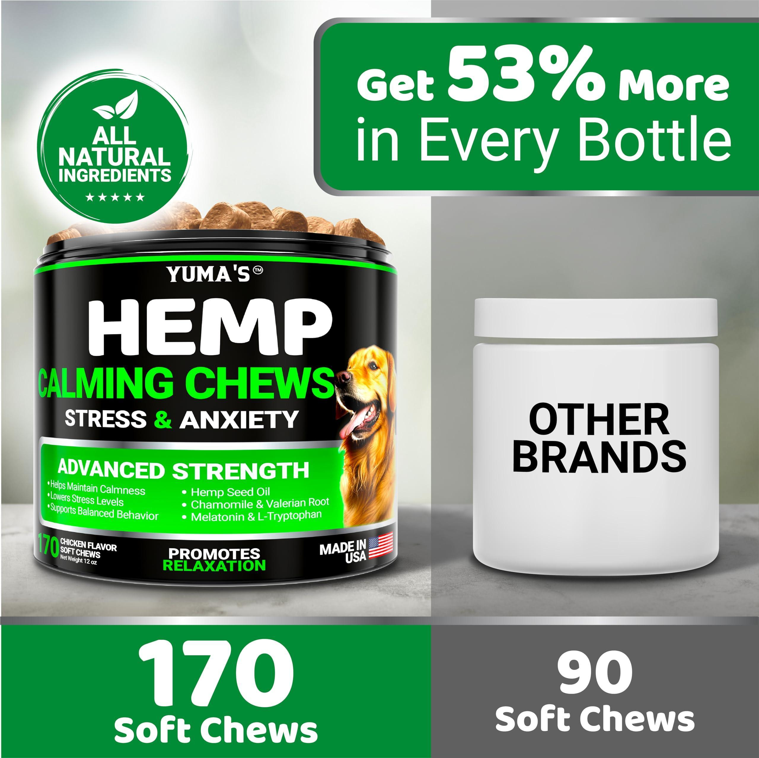 Hemp Calming Chews for Dogs Advanced Dog Calming Treats 170 Chews Anxiety Relief Separation Aid Barking Stress Relief Thunderstorms Melatonin Hemp Oil - Image 5