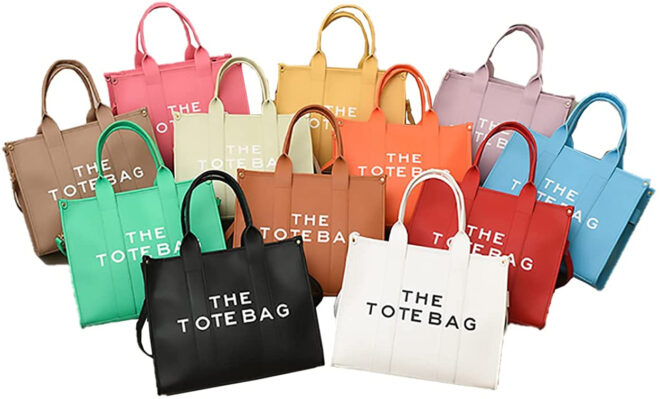 Roecytu PU Tote Bag for Women Simple Large-capacity Tote Bag Crossbody Tote Bag Messenger bag Handbag Zipper Fashion Tote Bag - Image 5
