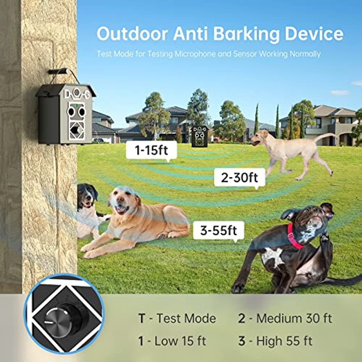 Anti Barking Device; 55Ft Auto Dog Barking Control Devices; 3 Sensitivities; Ultrasonic Stop Dog Barking Device Pet Gentle Anti Dogs Barkin Indoor Outdoor - Image 2