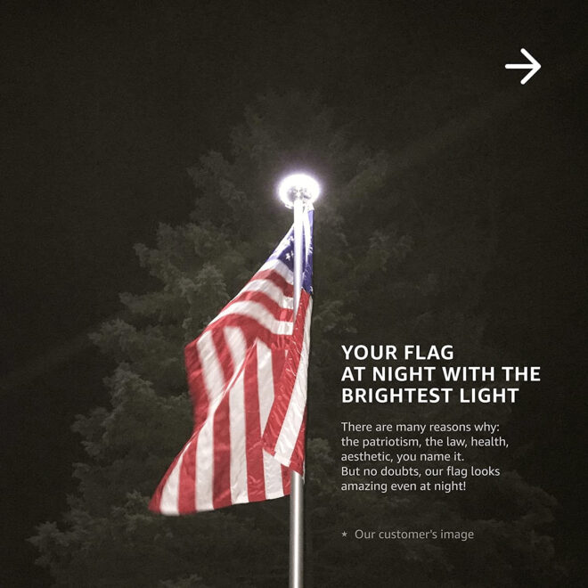 Deluxe Flag Pole Light Solar Powered - 1300 Lumen Solar Light for Flagpole - Light Up American Flag Outdoor with Solar Flag Pole Light from Dusk to Dawn for 12+ Hours; Silver Flag Light - Image 5