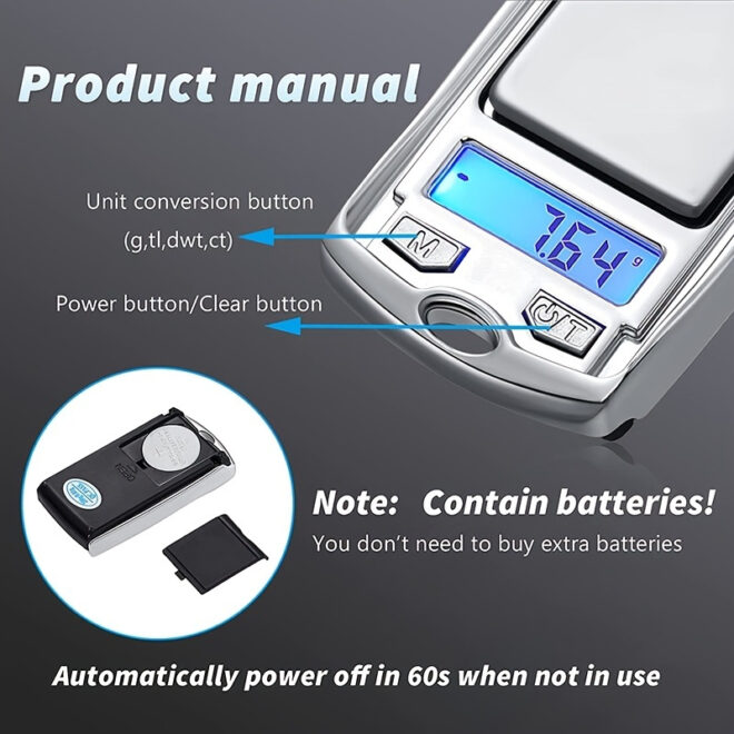 Mini Electronic Digital Pocket Scale 100g 0.01g/200g 0.01g Mini Key Style Portable Precision Weighing LCD Backlit Display For Jewelry Gold; Sterling; Jewelry; Herb; Food - Image 10
