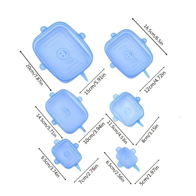 6pcs Rectangular Silicone Fresh-keeping Lid; Eco-friendly Reusable Food Covers For Bowls; Cups; Cans; Fit Different Sizes & Shapes Of Container; Dishwasher & Freezer Safe - Image 5