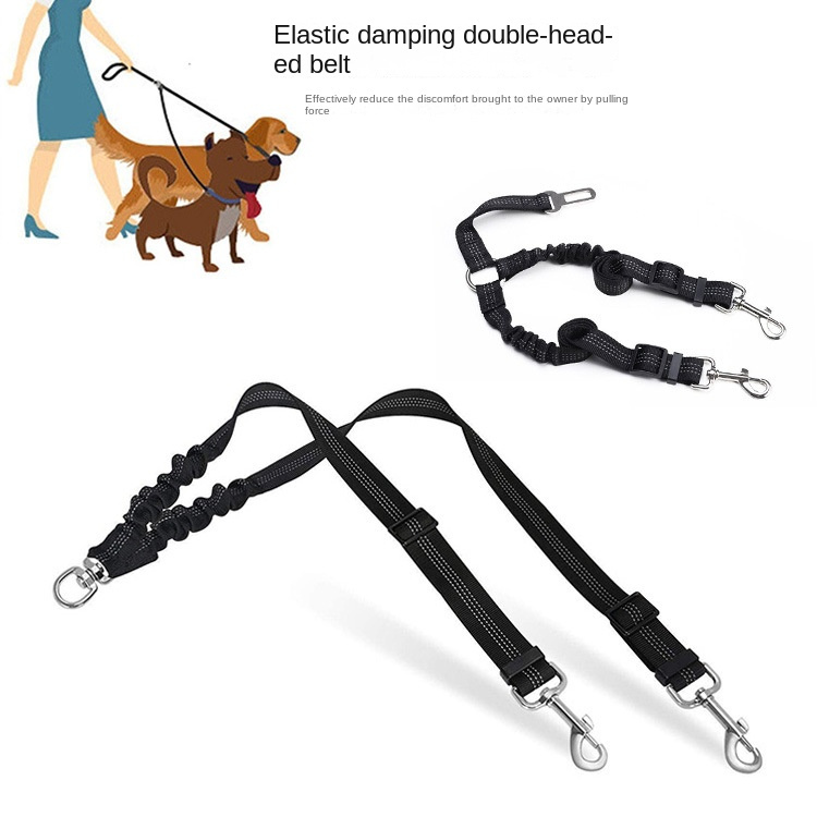Dog Double Leashes - No Tangle Dog Leash Coupler; Comfortable Shock Absorbing Reflective Bungee Lead for Nighttime Safety - Image 25