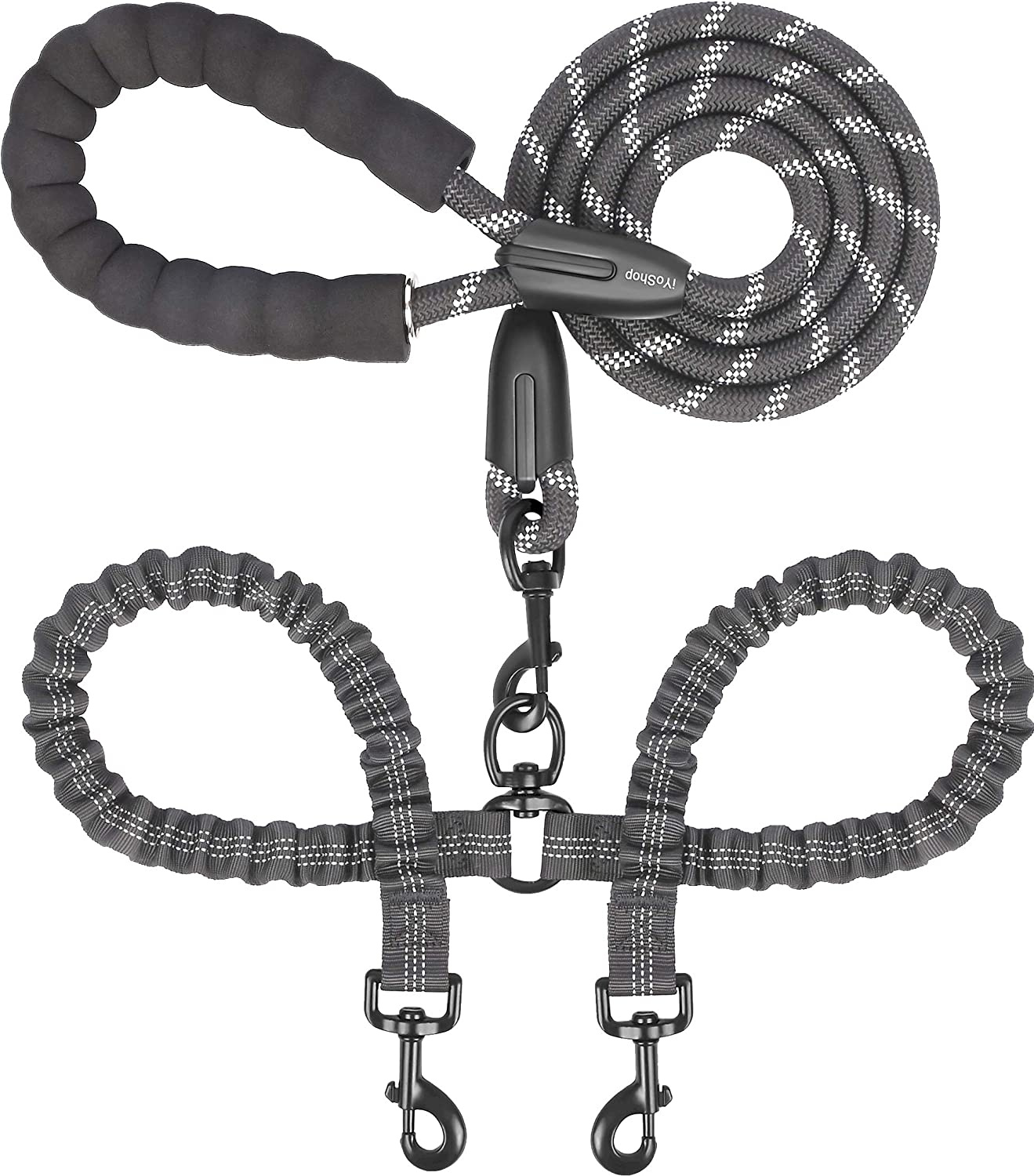 Dual Dog Leash; Double Dog Leash; 360 Swivel No Tangle Walking Leash; Shock Absorbing Bungee for Two Dogs - Image 23