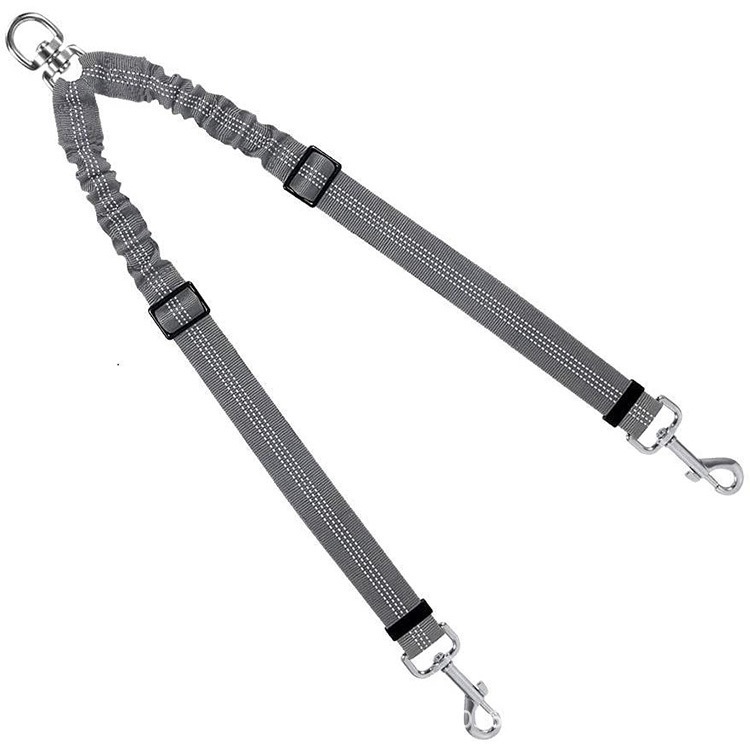 Dog Double Leashes - No Tangle Dog Leash Coupler; Comfortable Shock Absorbing Reflective Bungee Lead for Nighttime Safety - Image 2