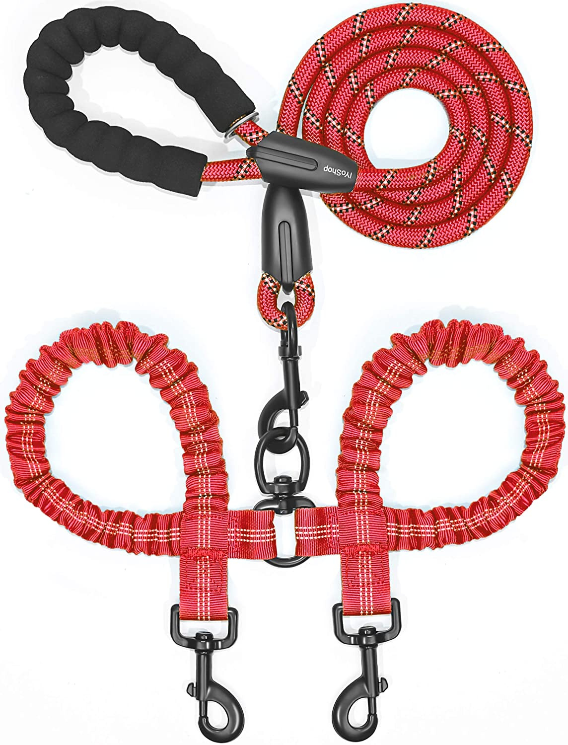 Dual Dog Leash; Double Dog Leash; 360 Swivel No Tangle Walking Leash; Shock Absorbing Bungee for Two Dogs - Image 16