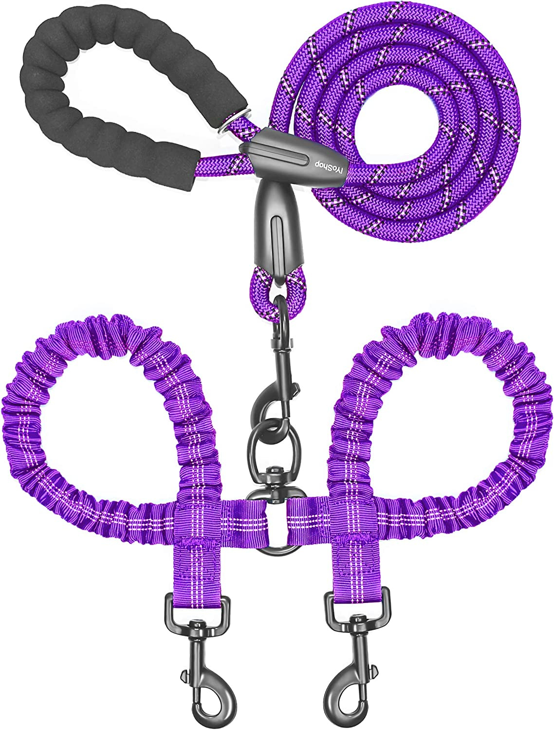 Dual Dog Leash; Double Dog Leash; 360 Swivel No Tangle Walking Leash; Shock Absorbing Bungee for Two Dogs - Image 30