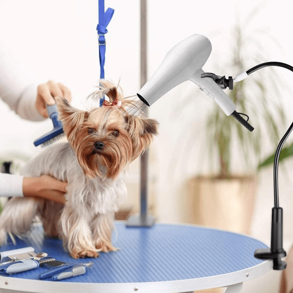 Hair Dryer Holder Hands 360 Degrees Rotatable Hands-Free Hair Dryer Stand Aluminum Alloy Gooseneck Pet Dog Cat Grooming Table Hair Dryer Clip Holder with Clamp Mount - Image 4