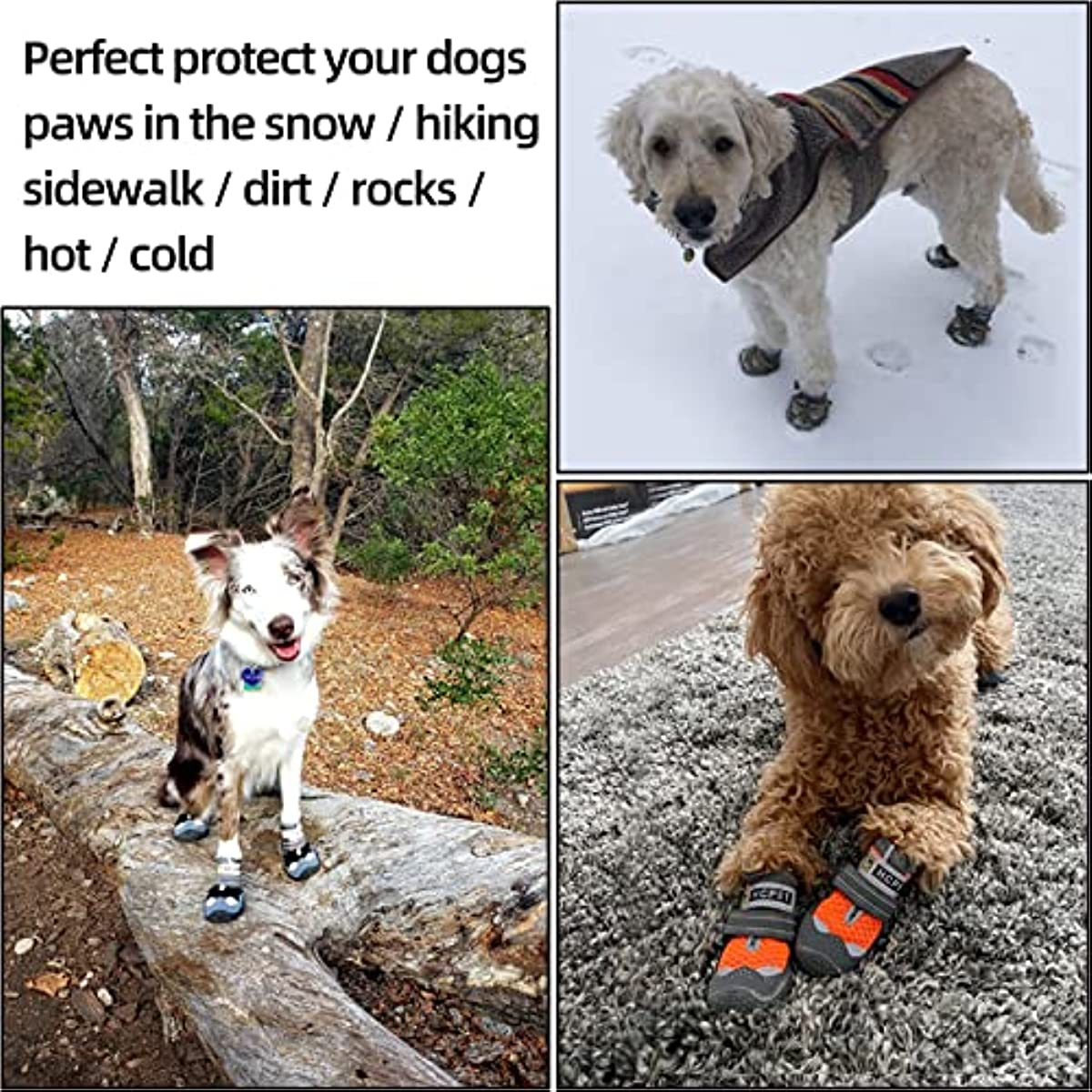 Dog Boots Breathable Dog Shoes for Small Medium Large Dogs; Waterproof Anti-Slip Puppy Booties Paw Protector for Hot Pavement Winter Snow Hiking with Reflective Straps 4PCS - Image 5