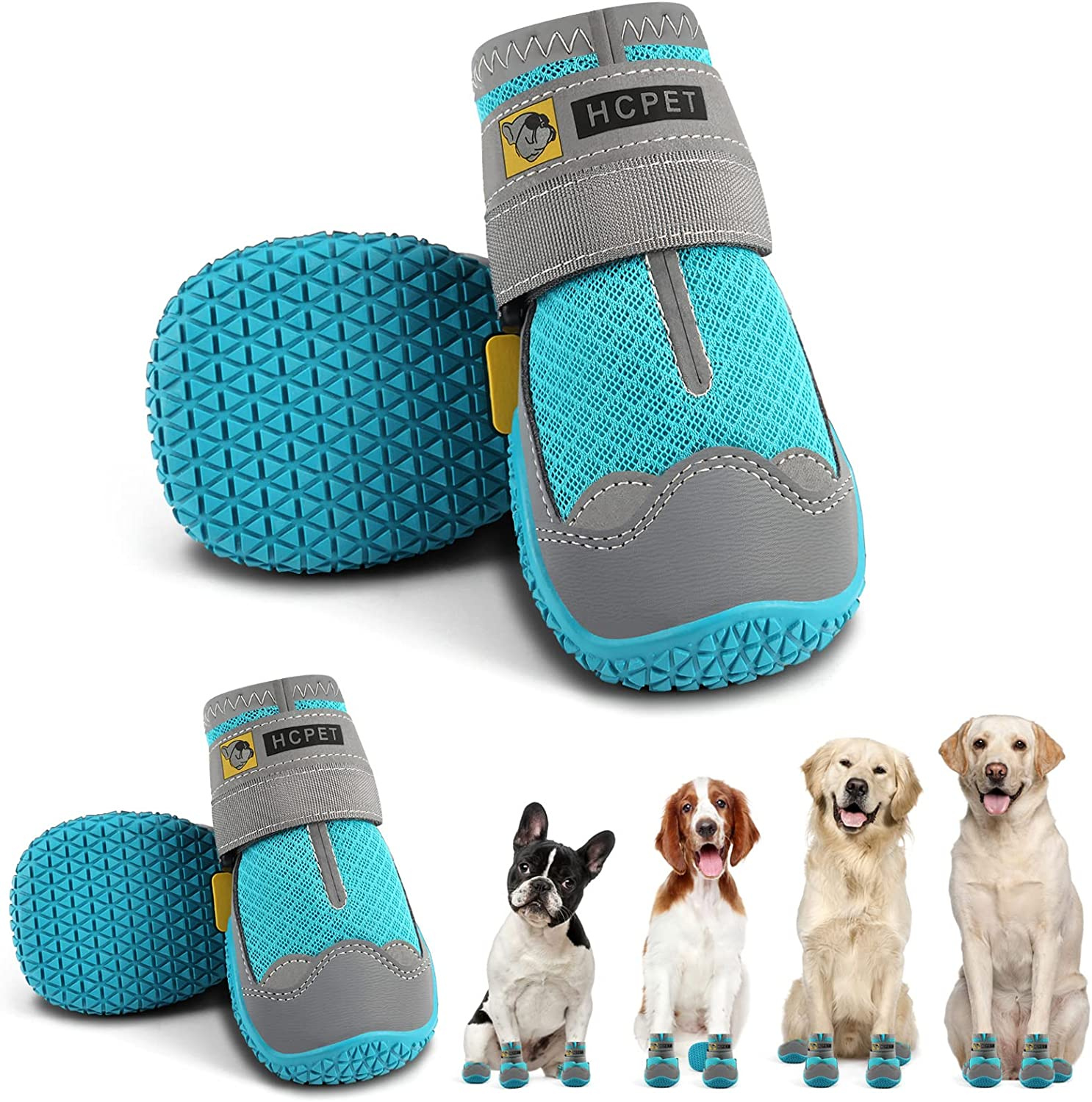 Dog Boots Breathable Dog Shoes for Small Medium Large Dogs; Waterproof Anti-Slip Puppy Booties Paw Protector for Hot Pavement Winter Snow Hiking with Reflective Straps 4PCS - Image 128