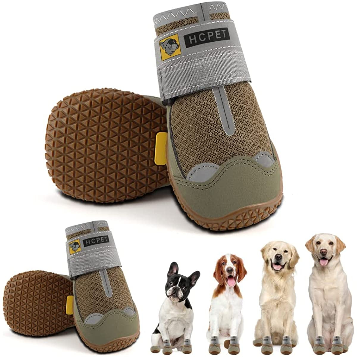 Dog Boots Breathable Dog Shoes for Small Medium Large Dogs; Waterproof Anti-Slip Puppy Booties Paw Protector for Hot Pavement Winter Snow Hiking with Reflective Straps 4PCS - Image 141