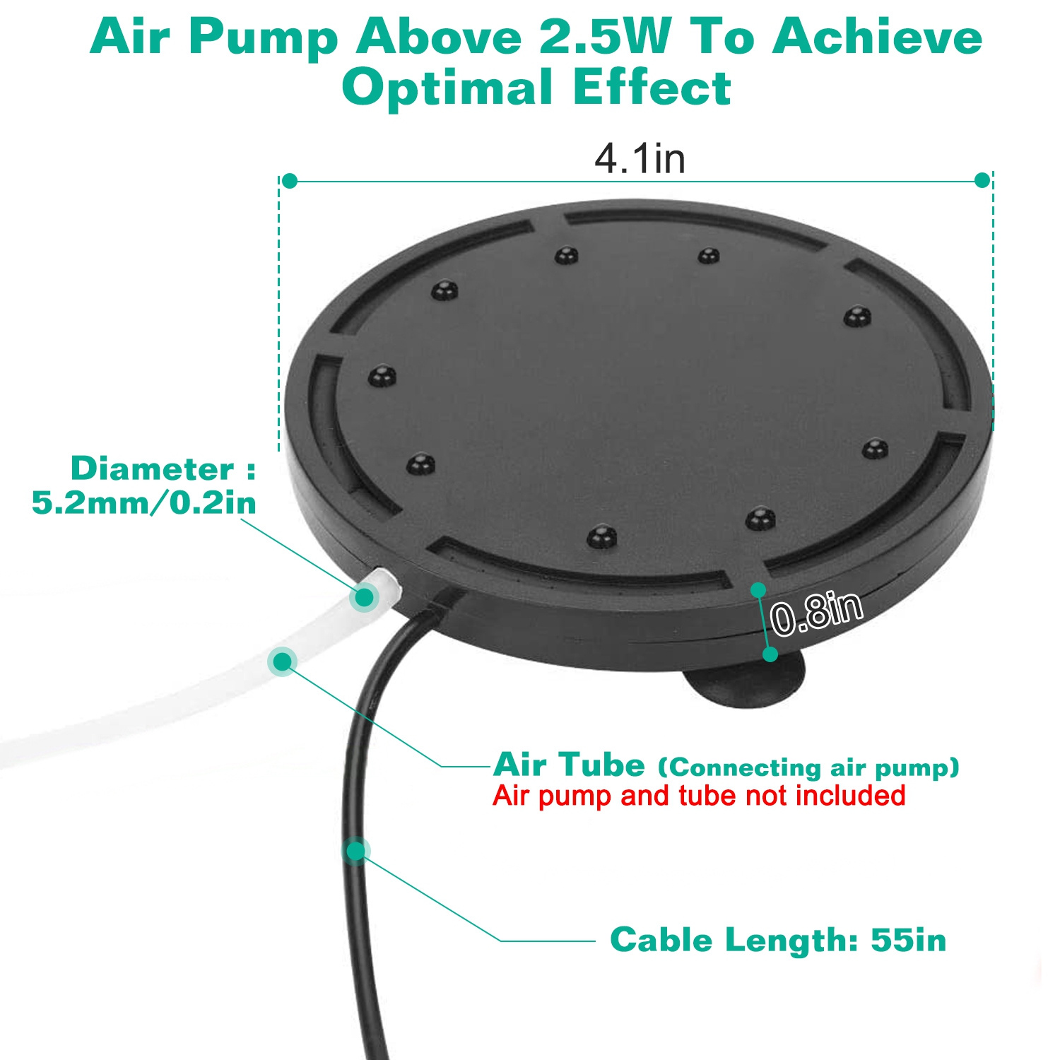 4in LED Aquarium Air Bubble Lamp Multi Colored Submersible Fish Tank Air Stone Disk Lamp Underwater Bubble Light - Image 4