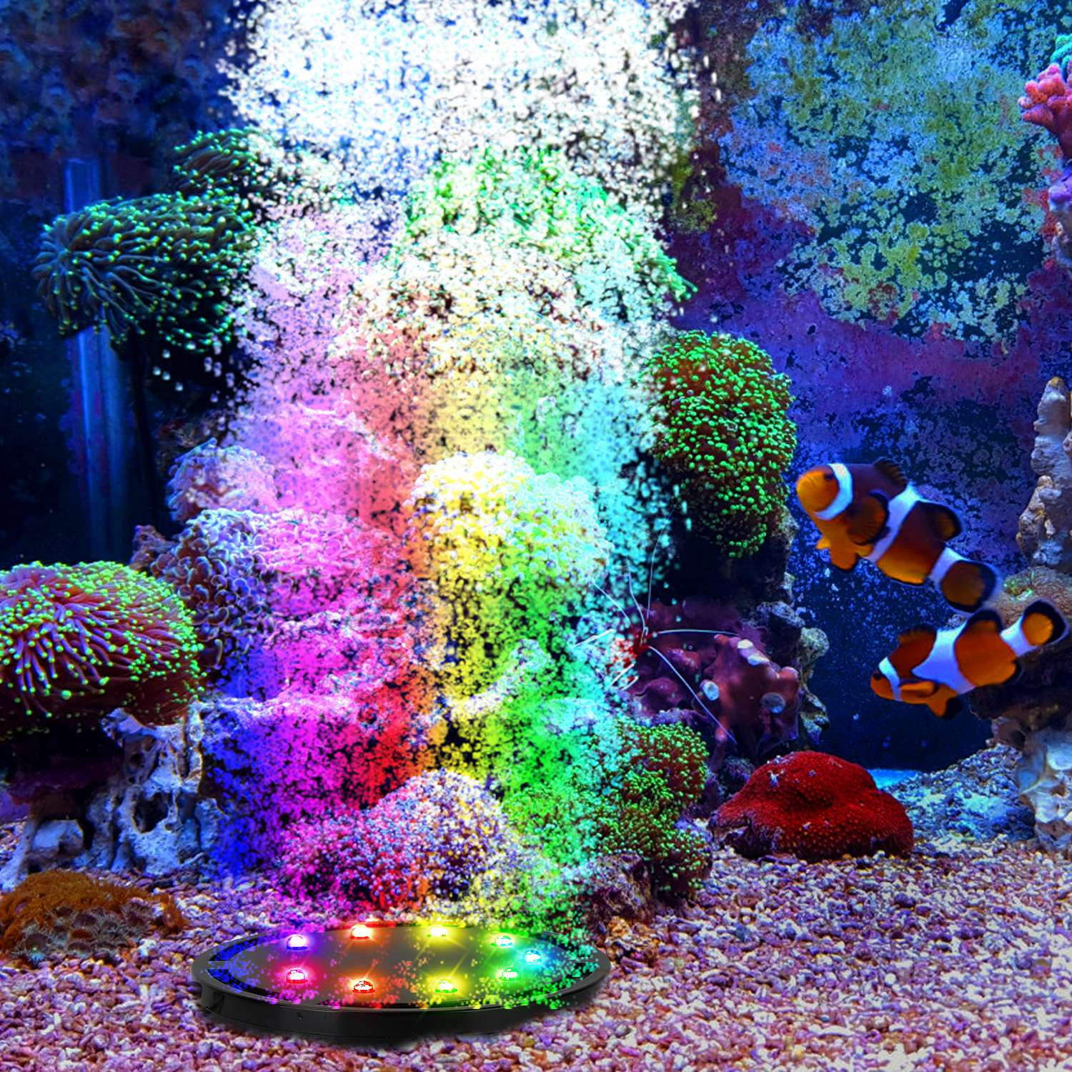 4in LED Aquarium Air Bubble Lamp Multi Colored Submersible Fish Tank Air Stone Disk Lamp Underwater Bubble Light - Image 6