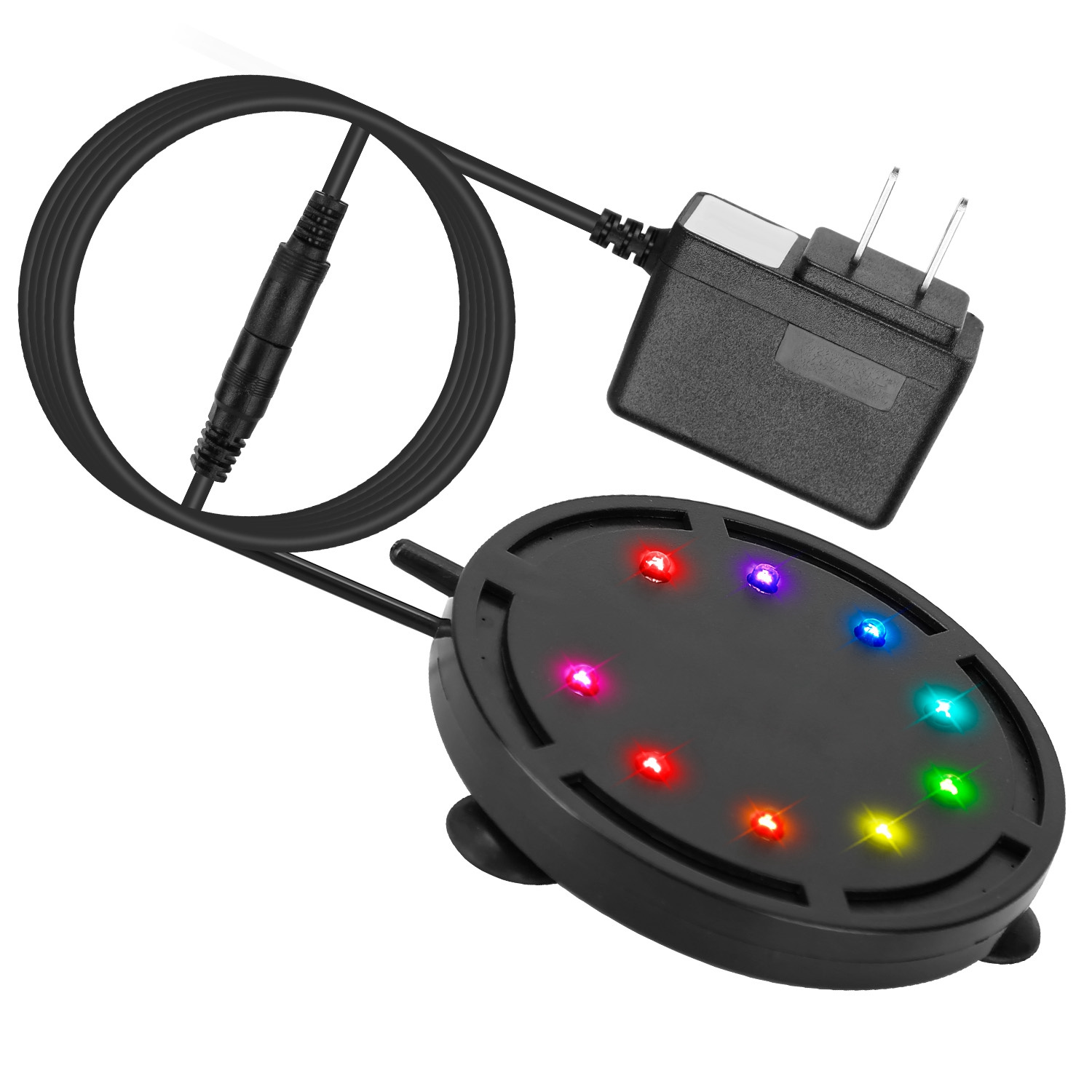 4in LED Aquarium Air Bubble Lamp Multi Colored Submersible Fish Tank Air Stone Disk Lamp Underwater Bubble Light