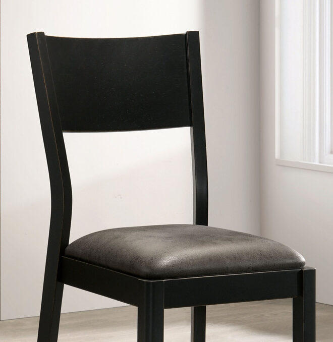 Mid-Century Modern Black And Gray Side Chairs Set of 2 Chairs Dining Room Furniture Leatherette Seat Elegant Kitchen Dining Room Solid wood Two-tone Chair - Image 4