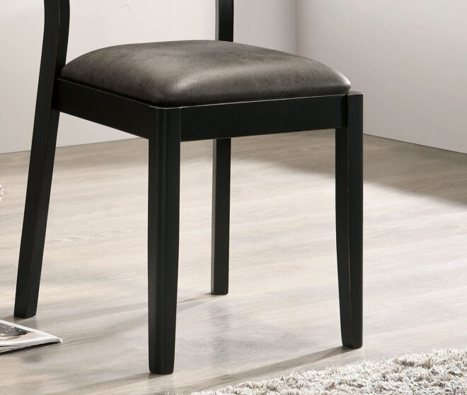 Mid-Century Modern Black And Gray Side Chairs Set of 2 Chairs Dining Room Furniture Leatherette Seat Elegant Kitchen Dining Room Solid wood Two-tone Chair - Image 5