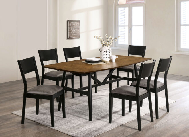 Mid-Century Modern Black And Gray Side Chairs Set of 2 Chairs Dining Room Furniture Leatherette Seat Elegant Kitchen Dining Room Solid wood Two-tone Chair - Image 6