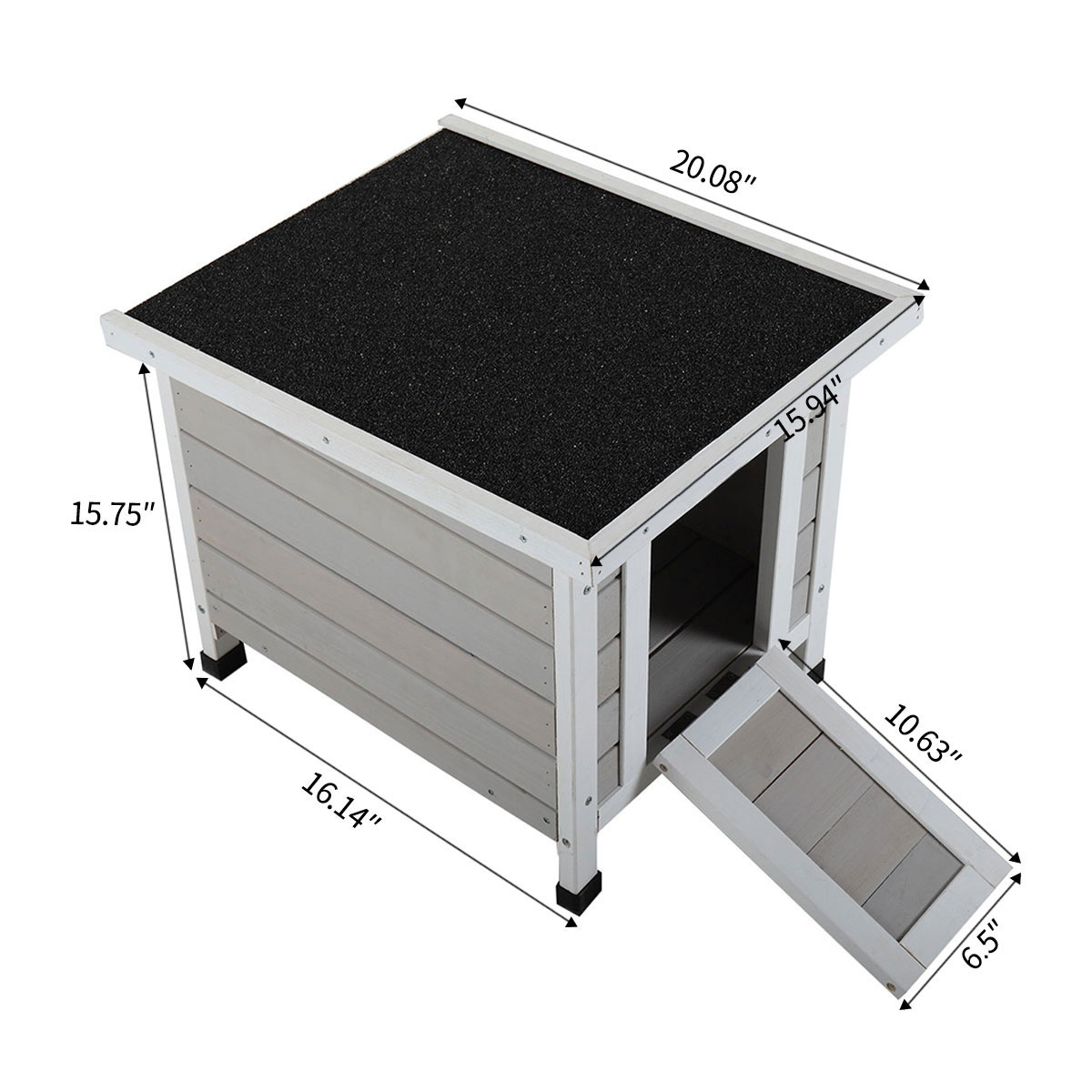 Modern Wooden Rabbit Cat Dog Hutch, Indoor/Outdoor Retreat House with Openable Roof for Small Pets, Weatherproof, Gray - Image 11