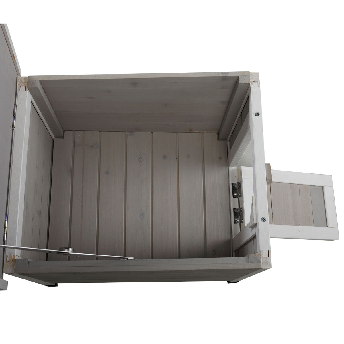 Modern Wooden Rabbit Cat Dog Hutch, Indoor/Outdoor Retreat House with Openable Roof for Small Pets, Weatherproof, Gray - Image 8