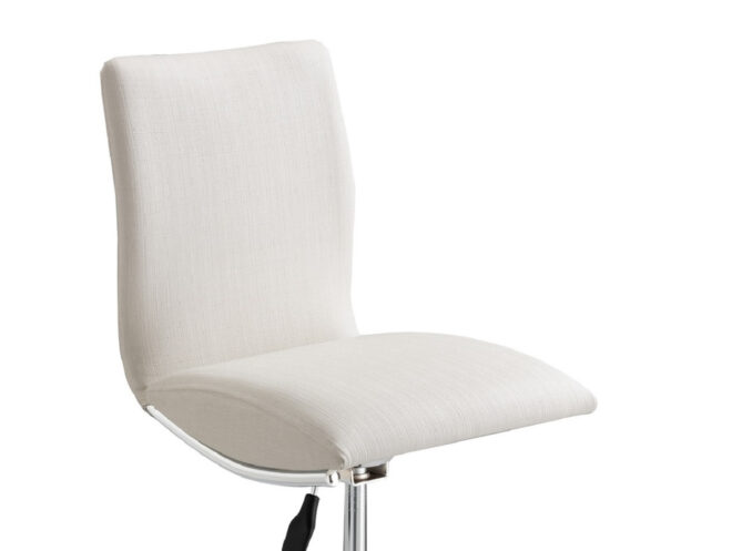 Modern Barstool Texture Leatherette/Chrome Adjustable Height In Soft White Color - Image 5