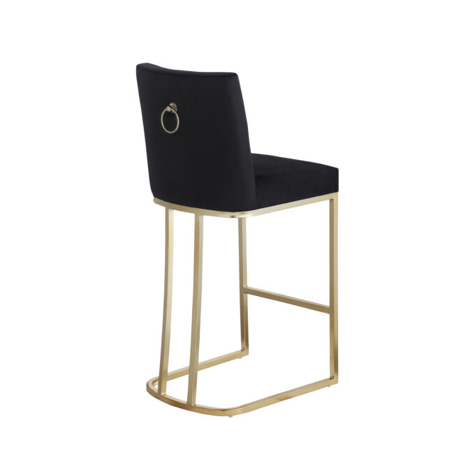 Woker Furniture Bar Stools Set of 2 Counter Height 26" Bar Stools with Back, Gold Brushed Barstools Modern Velvet Fabric Kitchen Stools for Counter Pub, Upholstered Dining Chairs - Black - Image 6