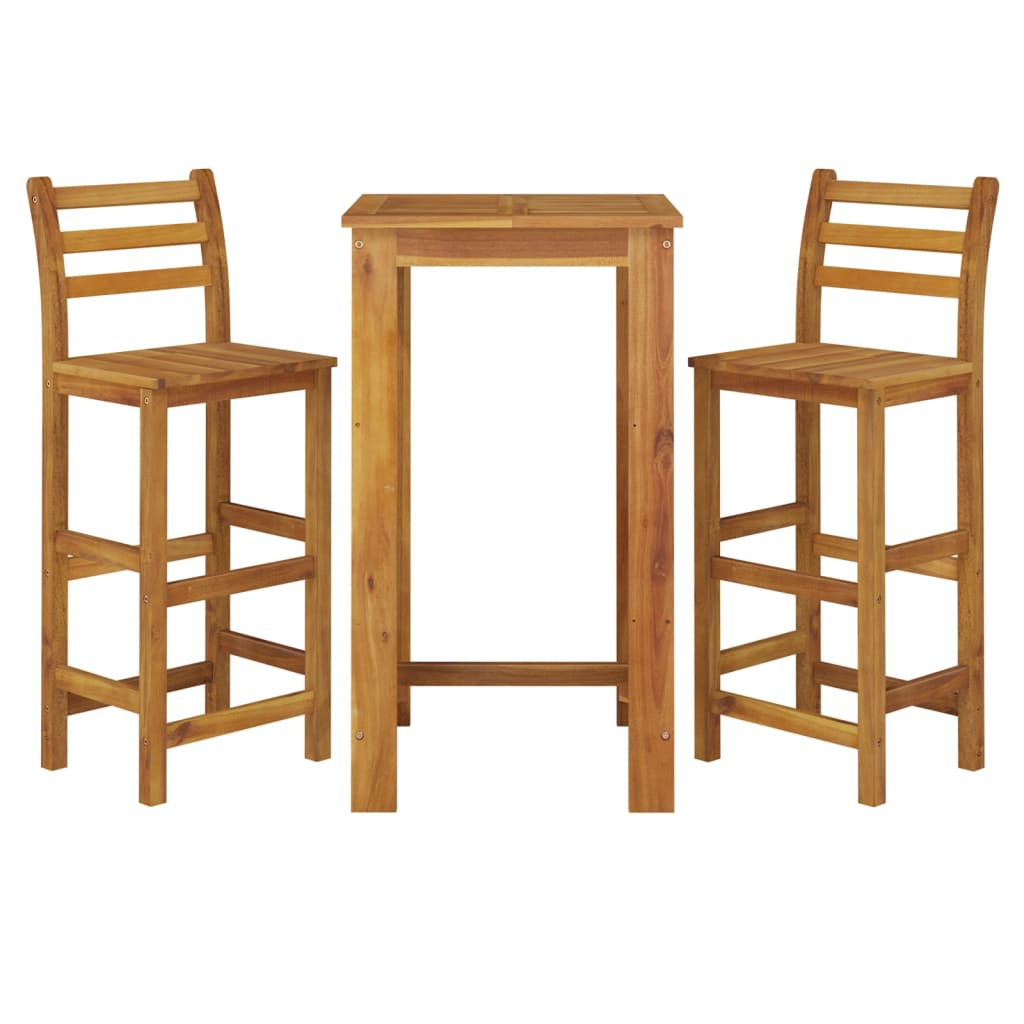 3 Piece Patio Bar Set Solid Wood Acacia - Image 3