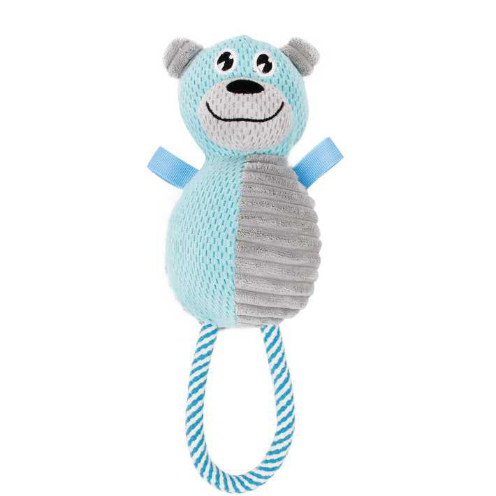 Pet Life Plush Huggabear Natural Jute And Squeak Chew Tugging Dog Toy - Image 3