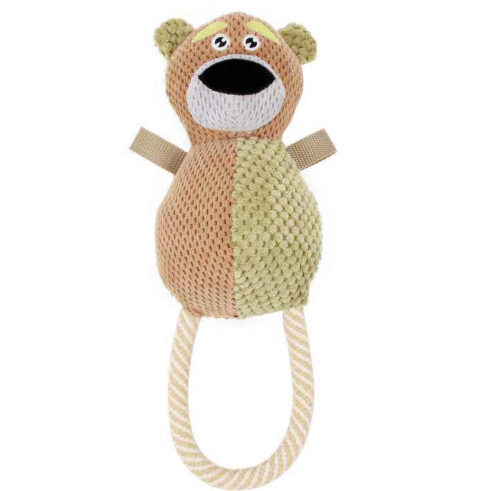 Pet Life Plush Huggabear Natural Jute And Squeak Chew Tugging Dog Toy - Image 2