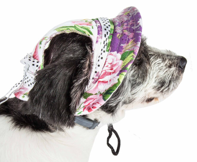 Pet Life 'Botanic Bark' Floral Uv Protectant Adjustable Fashion Canopy Brimmed Dog Hat Cap - Image 5
