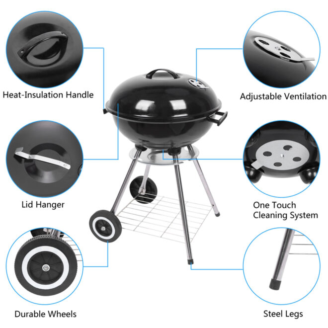 18 Inch Apple Charcoal Stove Enamel (Cover Furnace Body) White Side Wheel Diameter 15cm - Image 13