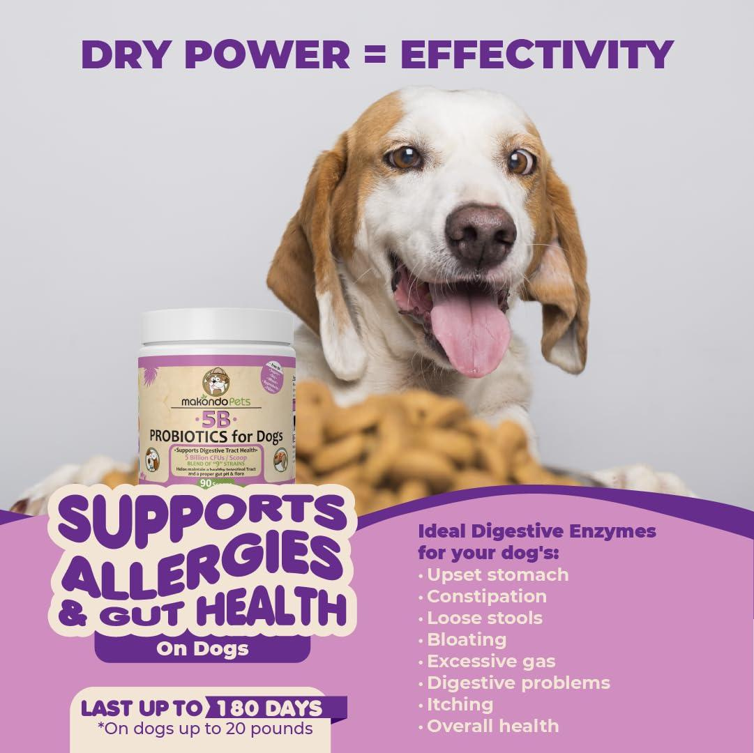 Probiotics for Dogs & Puppies Extra Strength 9 Species 5 Billion CFU per Scoop of Dog Probiotics and Digestive Enzymes for Dogs Support Fiber for Dogs Dog Allergy Relief Powder Probiotic for Dogs - Image 2