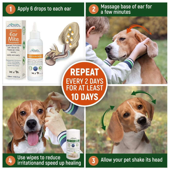 Natural Ear Mite Treatment for Dogs Cats Pet Ear Mites Infection Cleaner Treat Inaccessible Areas Prevent Infections NOT for Cats Under 13 LBS and Puppies Under 9 Months - Image 4