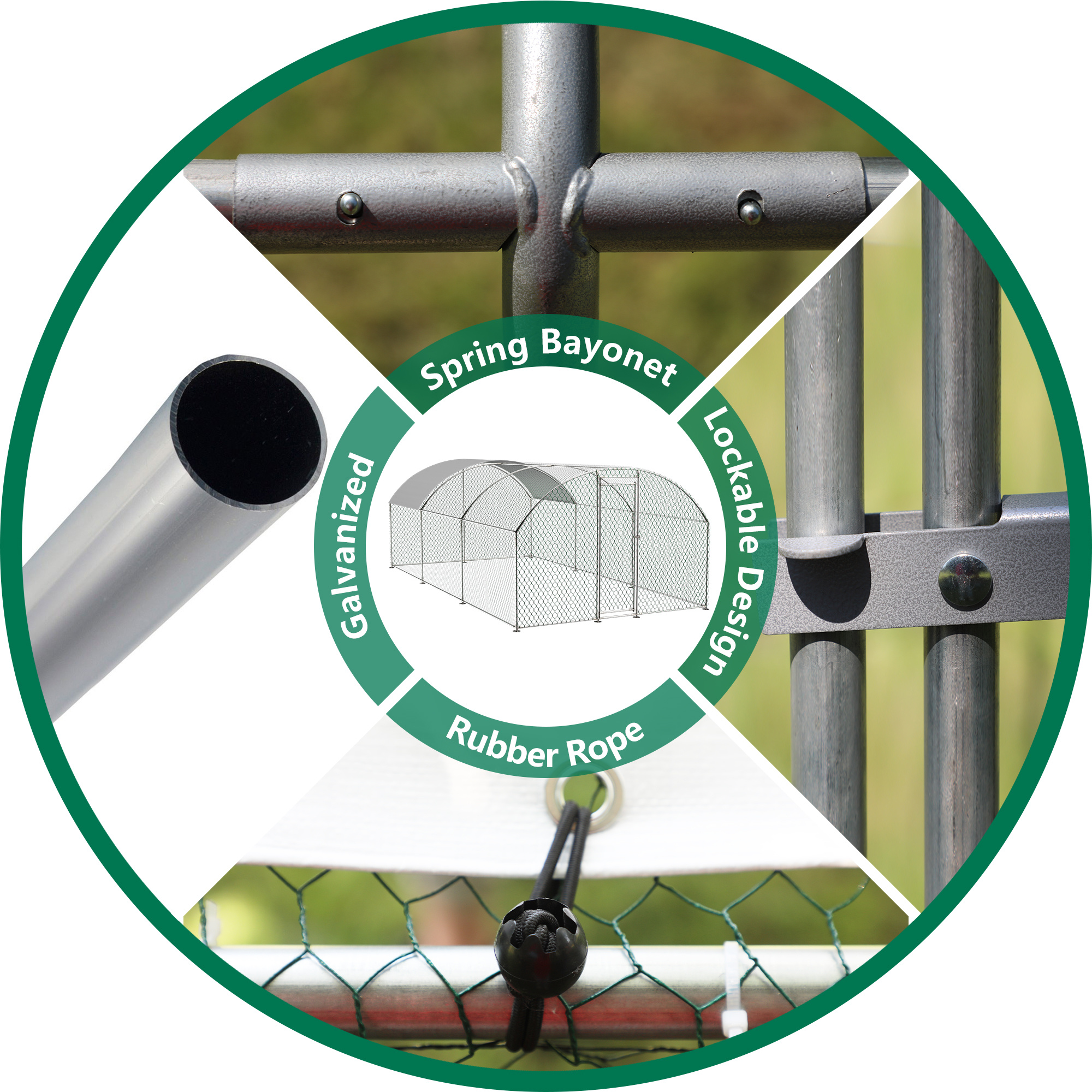 Large Chicken Coop Metal Chicken Run with Waterproof and Anti-UV Cover, Dome Shaped Walk-in Fence Cage Hen House for Outdoor and Yard Farm Use, 1" Tube Diameter, 9.84' x 19.68' x 6.56' - Image 6