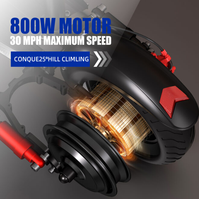 Electric Scooter for Adults with 800W Motor, Up to 28MPH & 28 Miles-10'' Solid Tires, Folding Motorized Scooter Offroad with Seat & Adjustable Height for Adults - Image 3