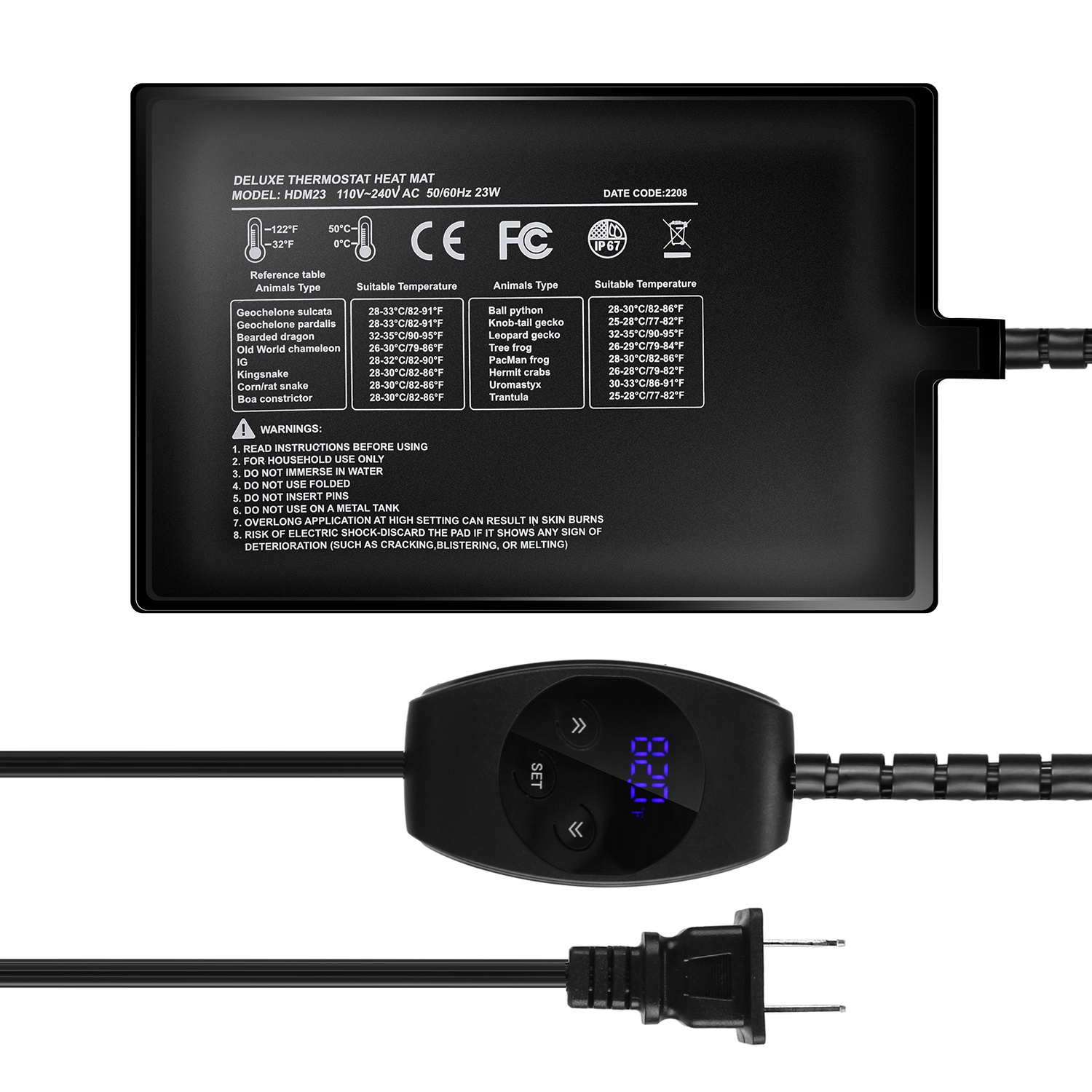 Electric Reptile Heating Pad With Temperature Adjustment IPX7 Waterproof Timer Setting Under Tank Heating Mat for Lizards Turtles Snake Spider Small Animal - Image 15