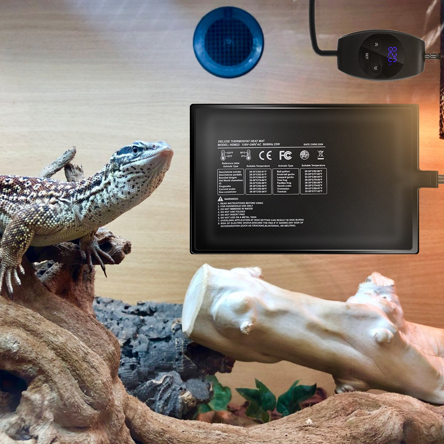 Electric Reptile Heating Pad With Temperature Adjustment IPX7 Waterproof Timer Setting Under Tank Heating Mat for Lizards Turtles Snake Spider Small Animal - Image 8