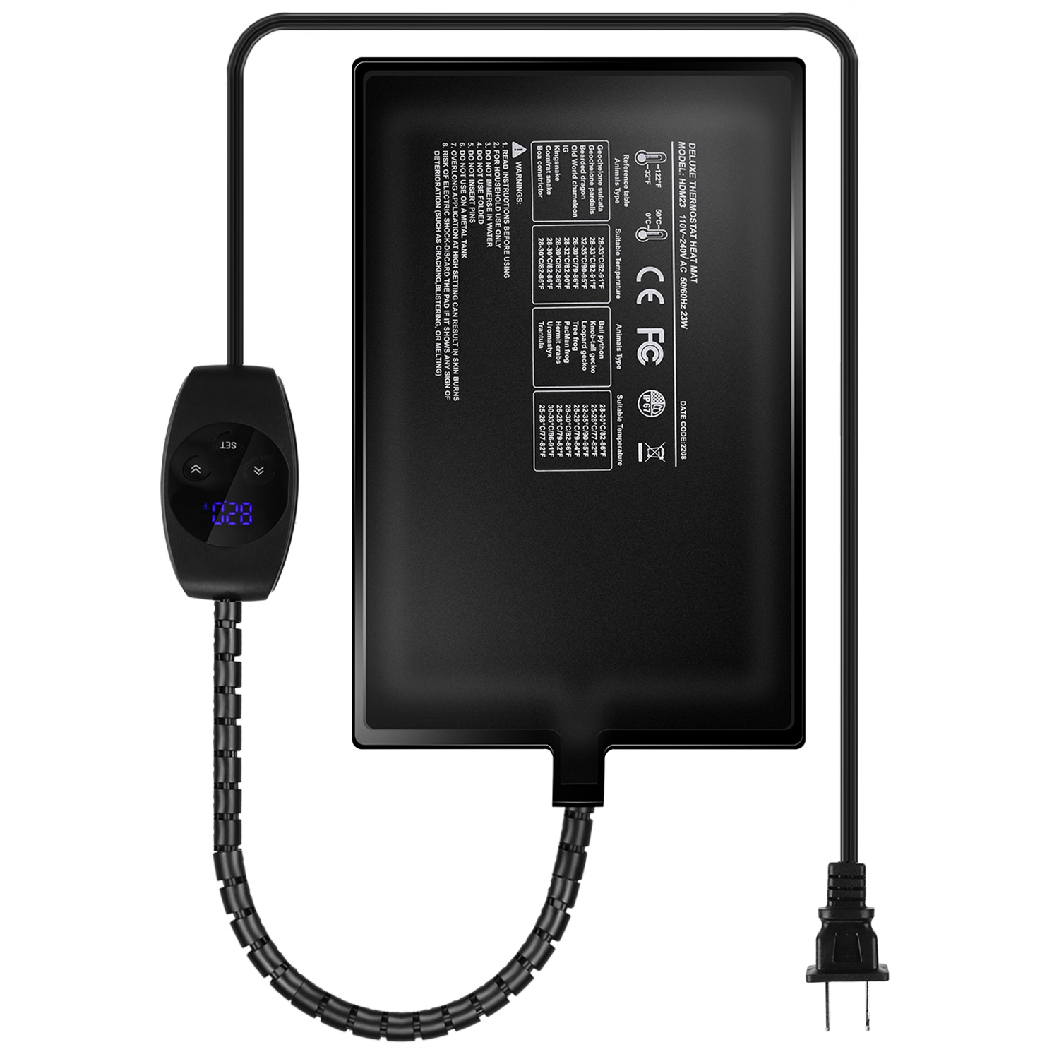 Electric Reptile Heating Pad With Temperature Adjustment IPX7 Waterproof Timer Setting Under Tank Heating Mat for Lizards Turtles Snake Spider Small Animal - Image 10