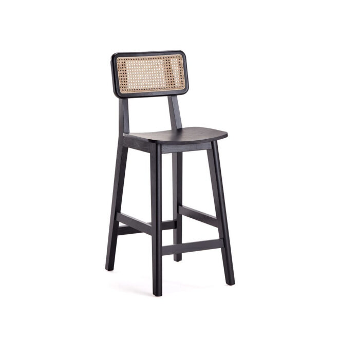 Manhattan Comfort Versailles Counter Stool in Black and Natural Cane - Image 2