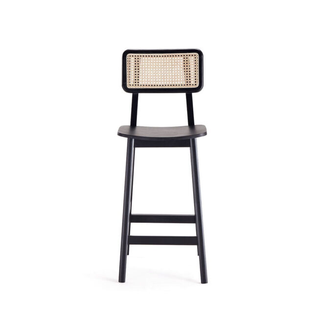 Manhattan Comfort Versailles Counter Stool in Black and Natural Cane - Image 4