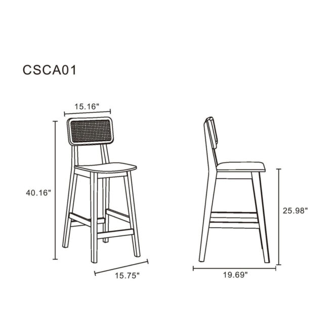 Manhattan Comfort Versailles Counter Stool in Nature Cane - Image 3