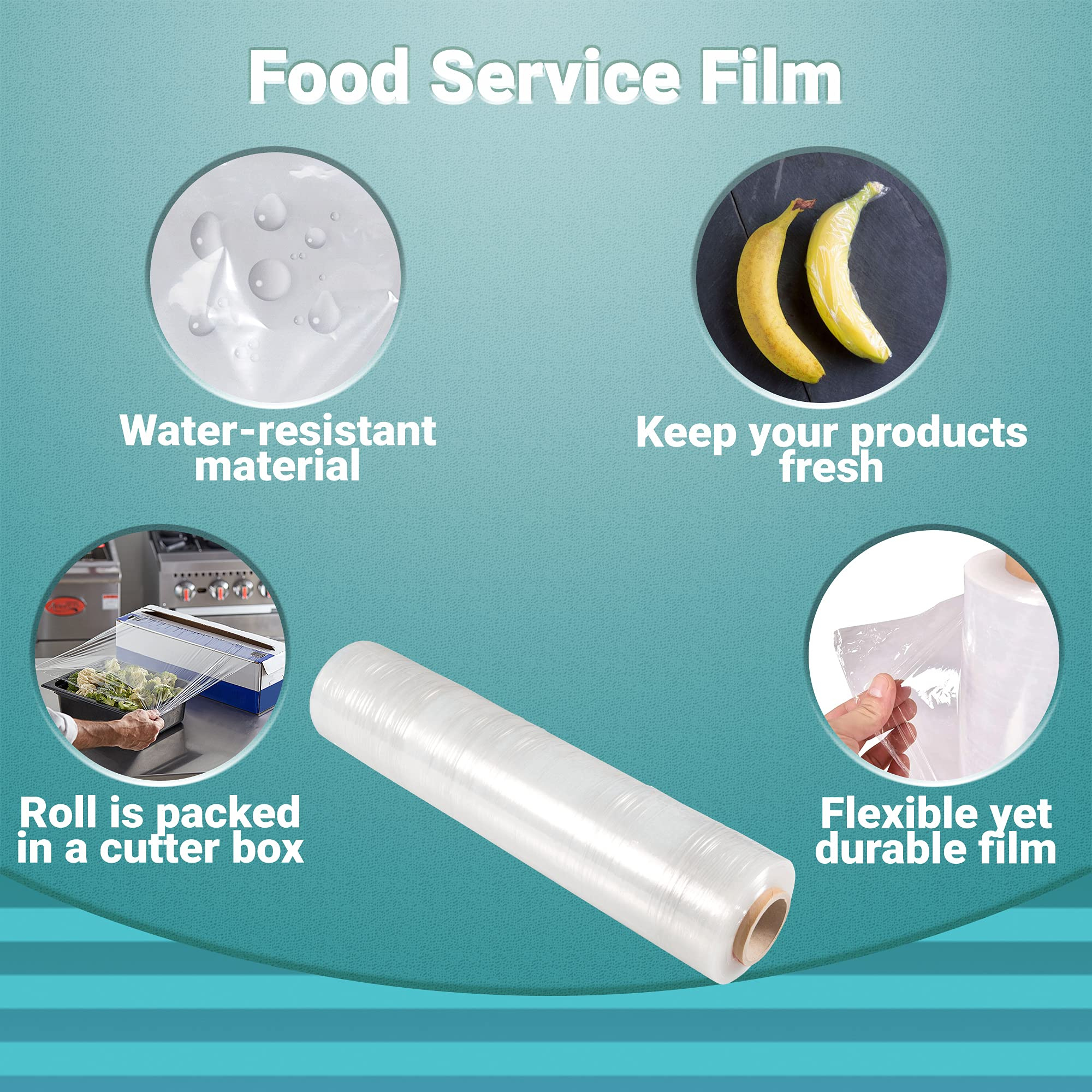 6 Rolls of Food Service Film 18" x 2000' with Cutter Box. PVC Food Wrap Film. Food Service Grade Film for Bakery, Deli, Restaurant, Kitchen. Commercial Grade Film Wrap. Cutter Dispenser. - Image 4