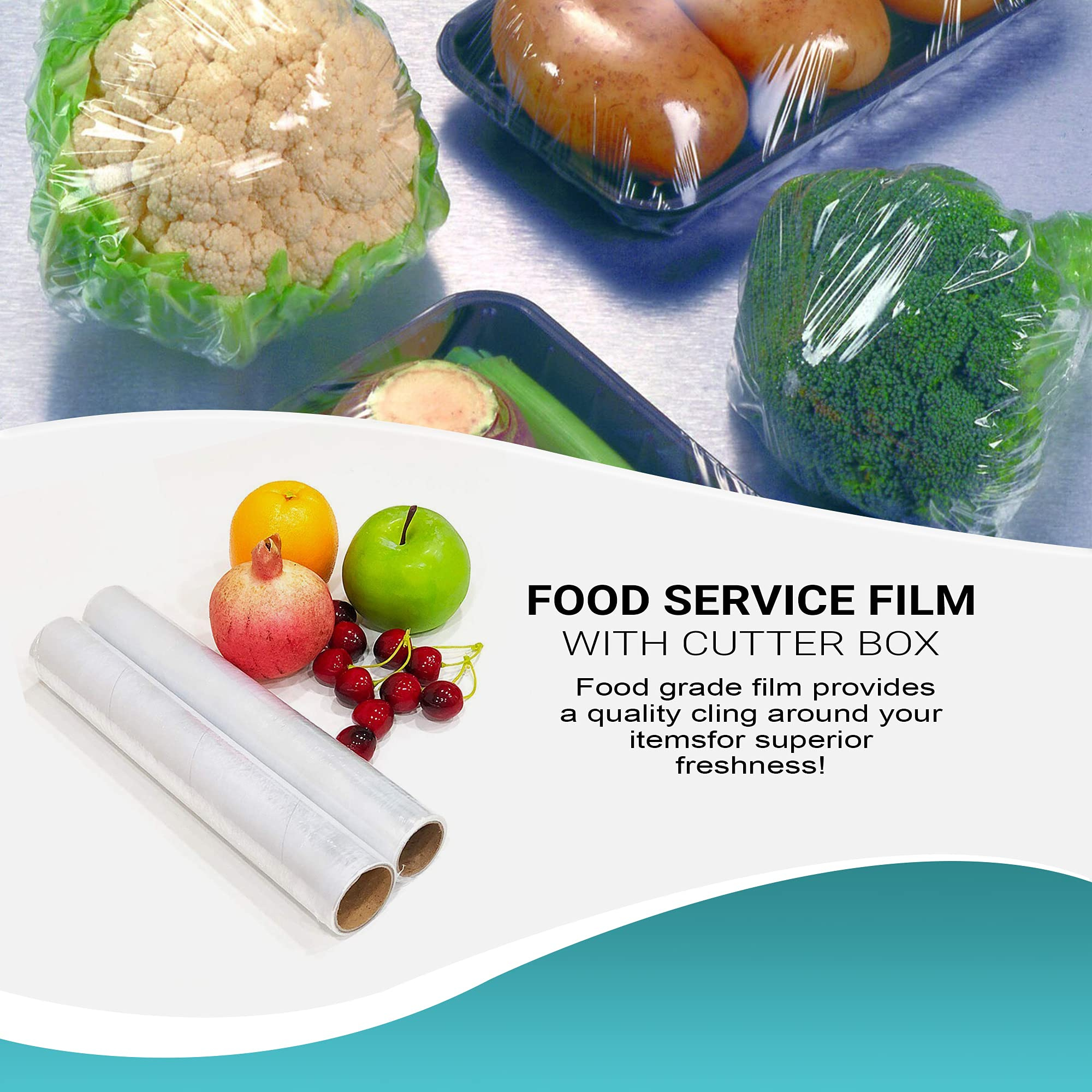 6 Rolls of Food Service Film 18" x 2000' with Cutter Box. PVC Food Wrap Film. Food Service Grade Film for Bakery, Deli, Restaurant, Kitchen. Commercial Grade Film Wrap. Cutter Dispenser. - Image 5