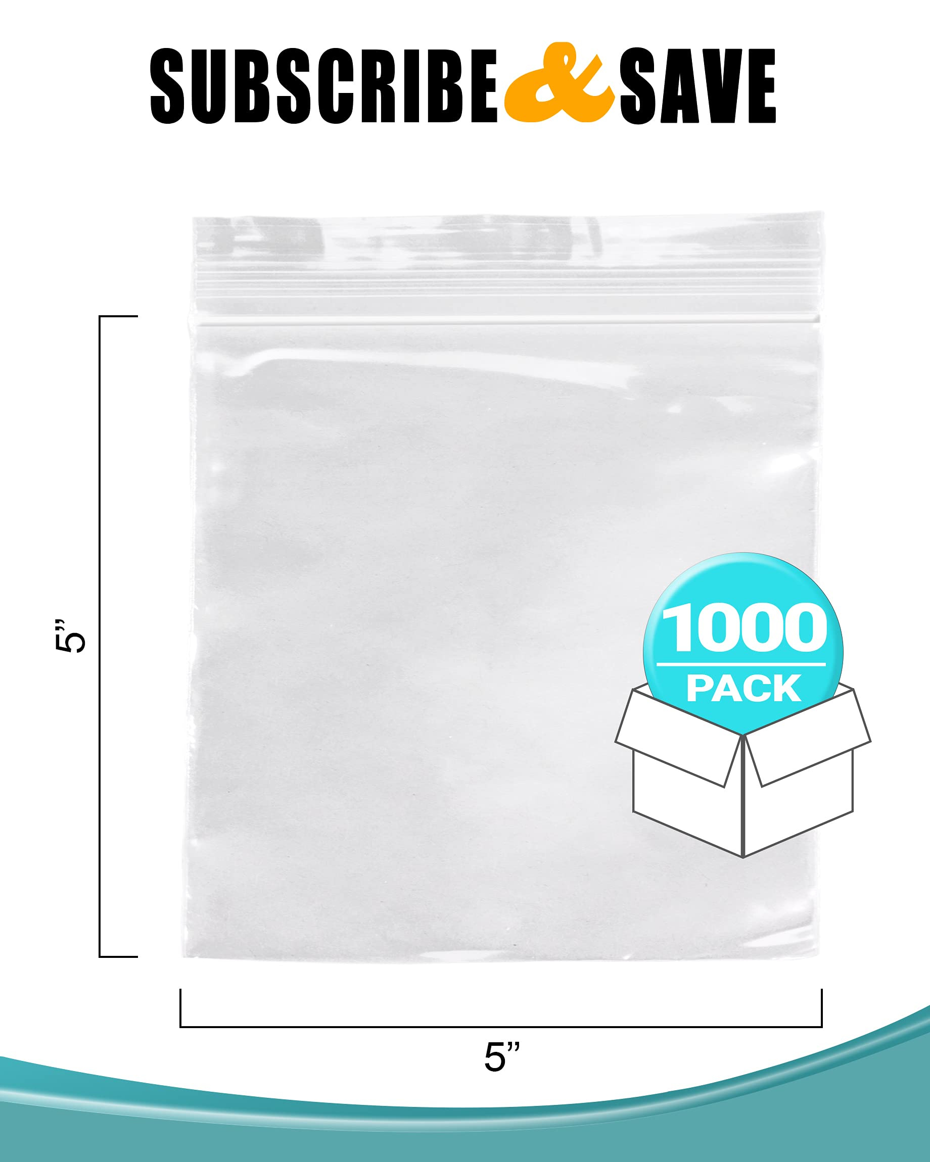 Clear Plastic Reclosable Zipper Bags, 5 x 5 Inches. Pack of 1000 Reclosable Plastic Bags with Zipper Closure. 2 Mil Plastic Jewelry Bags. Waterproof Reclosable Zip Bags for Industrial Use - Image 2