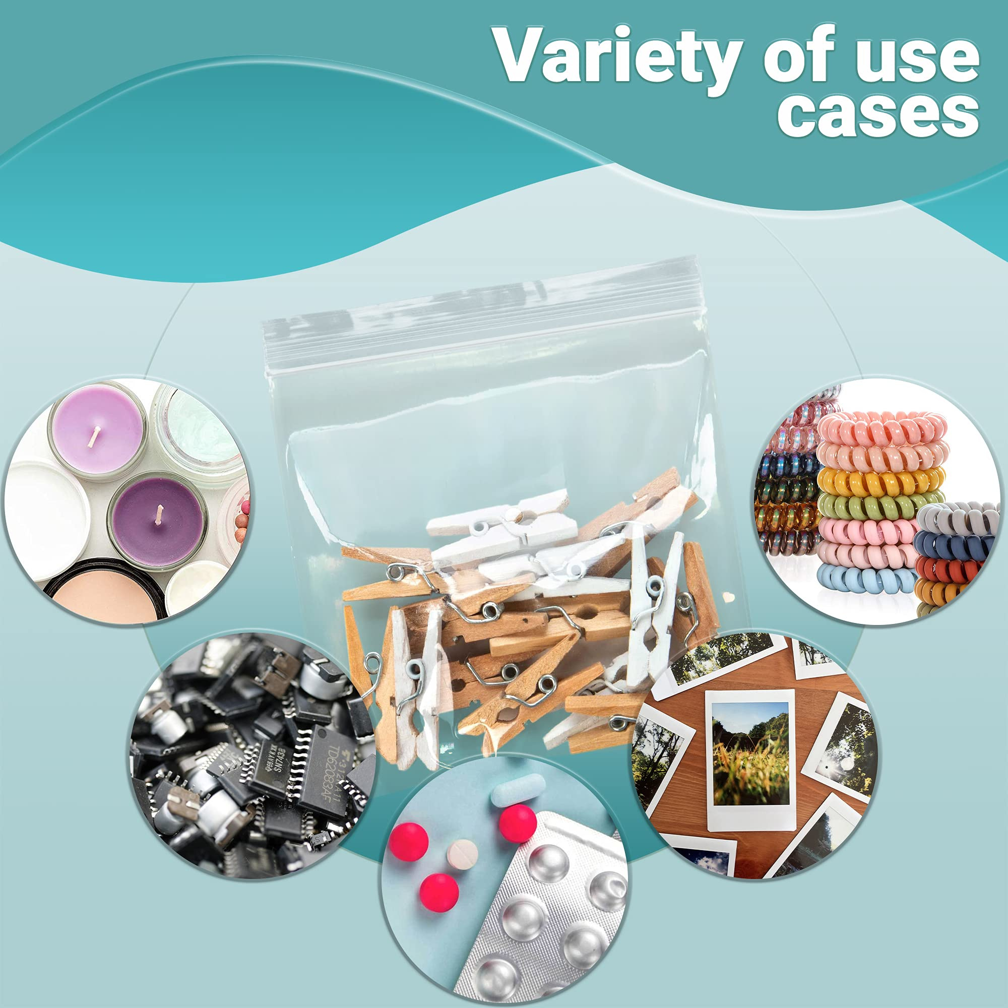 Clear Plastic Reclosable Zipper Bags, 5 x 5 Inches. Pack of 1000 Reclosable Plastic Bags with Zipper Closure. 2 Mil Plastic Jewelry Bags. Waterproof Reclosable Zip Bags for Industrial Use - Image 3