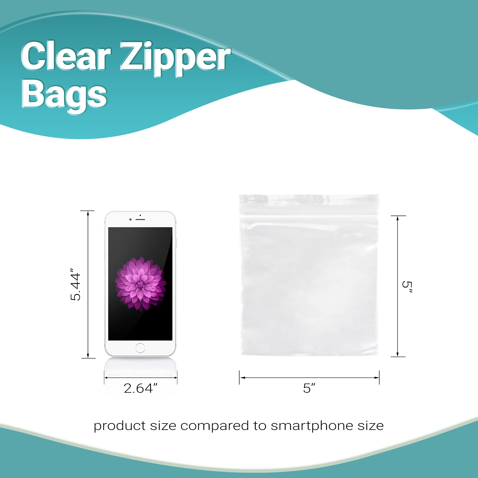 Clear Plastic Reclosable Zipper Bags, 5 x 5 Inches. Pack of 1000 Reclosable Plastic Bags with Zipper Closure. 2 Mil Plastic Jewelry Bags. Waterproof Reclosable Zip Bags for Industrial Use - Image 4