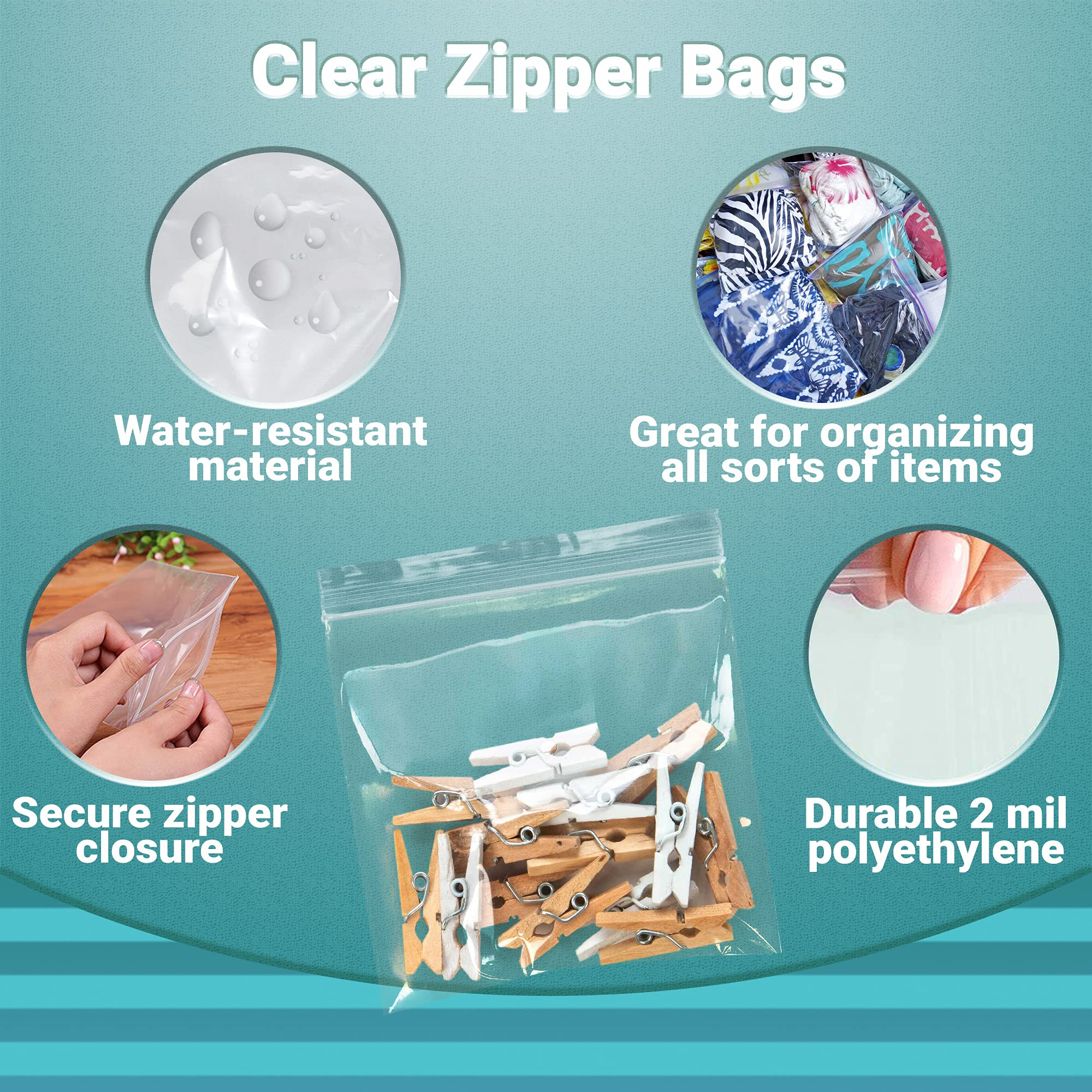 Clear Plastic Reclosable Zipper Bags, 5 x 5 Inches. Pack of 1000 Reclosable Plastic Bags with Zipper Closure. 2 Mil Plastic Jewelry Bags. Waterproof Reclosable Zip Bags for Industrial Use - Image 5