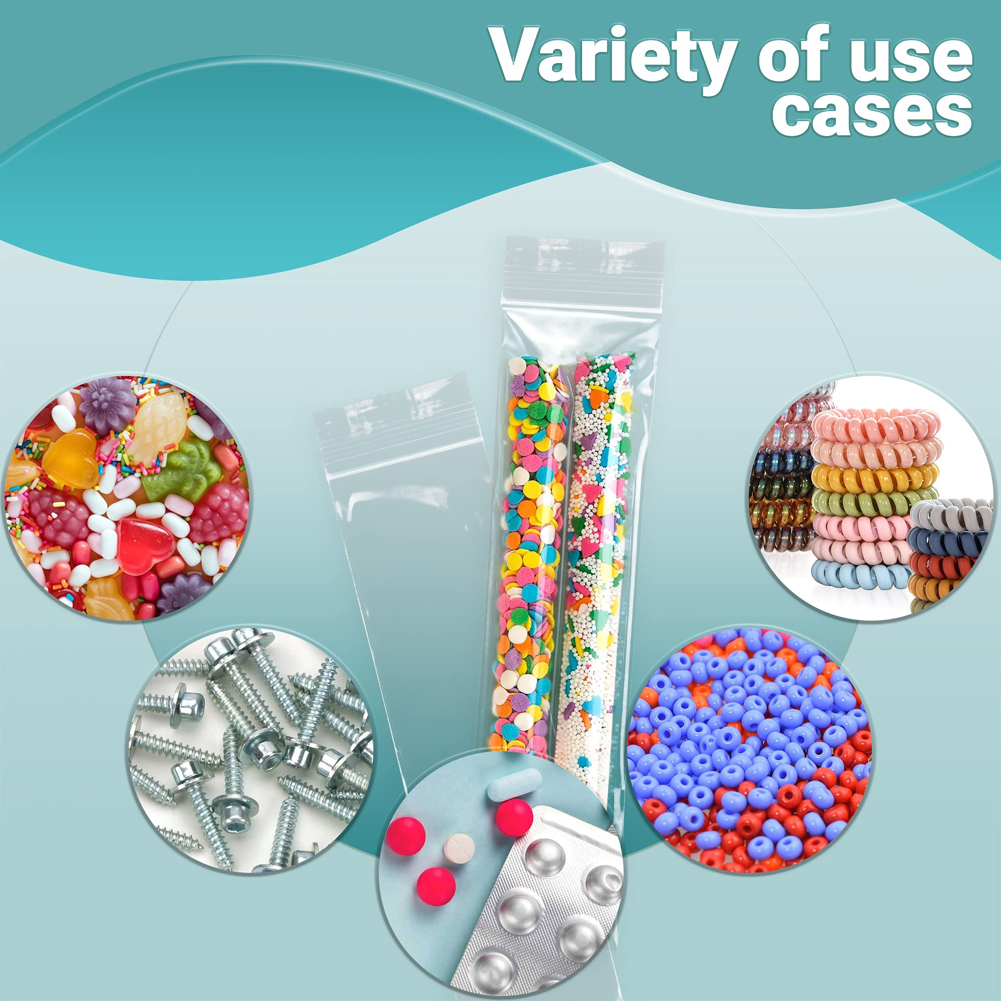 Clear Plastic Reclosable Zipper Bags, 2 x 8 Inches. Pack of 1000 Reclosable Plastic Bags with Zipper Closure. 2 Mil Plastic Jewelry Bags. Waterproof Reclosable Zip Bags for Industrial Use - Image 2